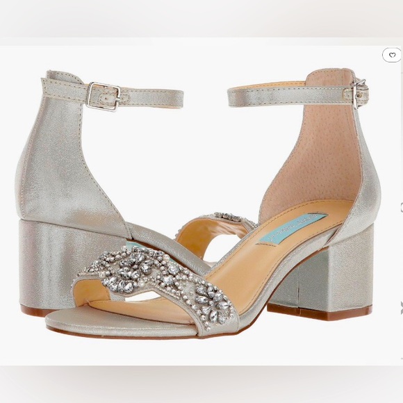 Betsey Johnson Blue Sz 7.5W Silver NEW - Picture 1 of 7